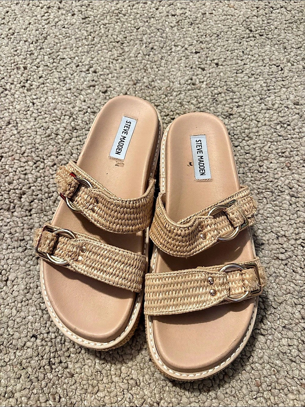 Steve Madden Merla Woven Buckle Strap Sandals Brown